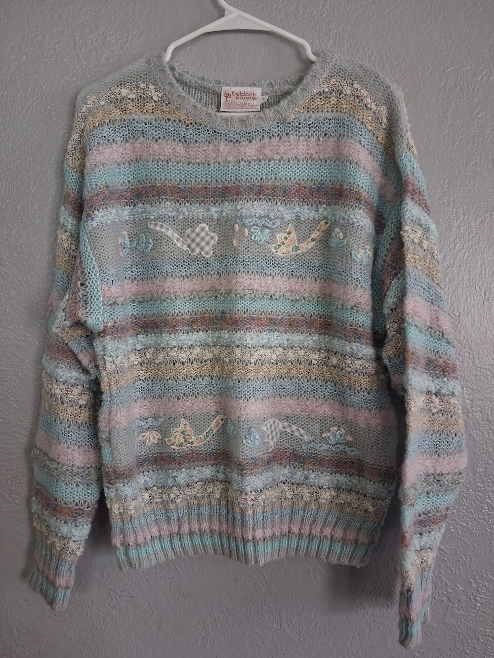 Beldoch Popper 90's Vintage Striped Wool Blend Sweater L